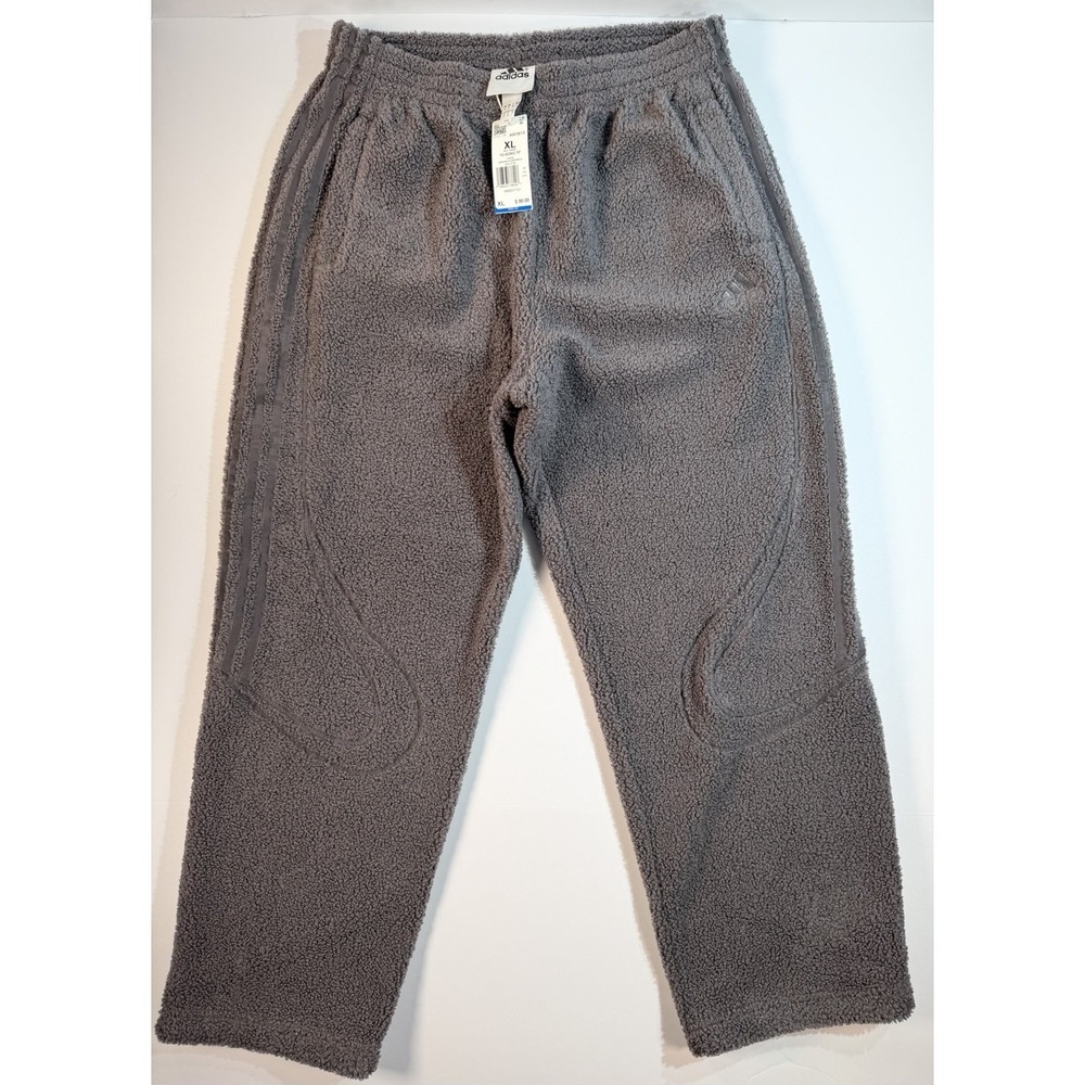 Adidas Originals Fleece Pants Mens XL Gray Borg Sherpa‎ Joggers NWT